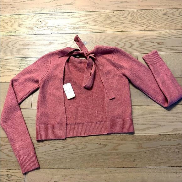 FOREVER 21 OPEN TIE BACK SWEATER SMALL- ROSE - Picture 1 of 3
